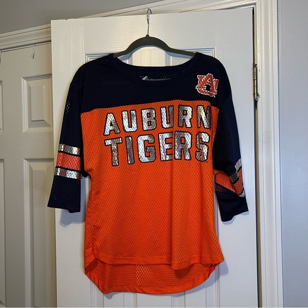 Auburn Univeristy Blue and Orange Jersey with 3/4 Sleeves